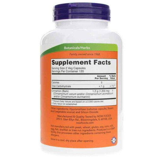 Cinnamon Bark 600 Mg, NOW